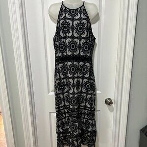 New Banana Republic Black and White Floral Lace Sleeveless Midi, Size 14 (NWT)
